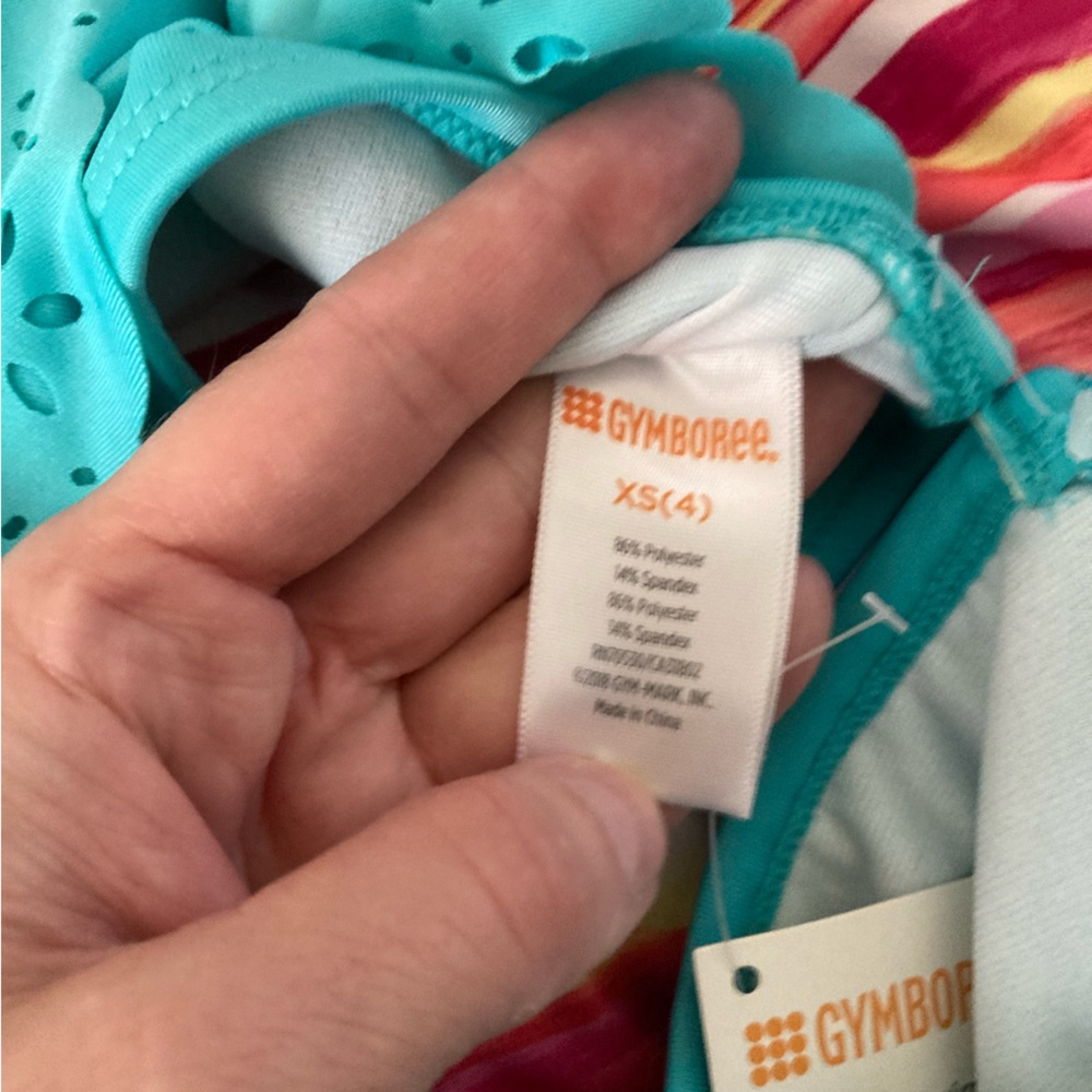 🌸NWT Gymboree 2pc Turquoise Bandeau/Halter Top Both w/Laser Cut Overlay C - Picture 2 of 9